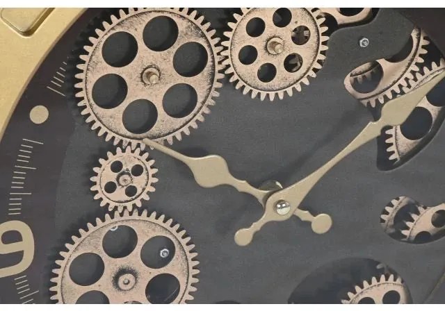 Loft nagyméretű falióra mozgó fogaskerekkel 47x6,4x52 cm arany