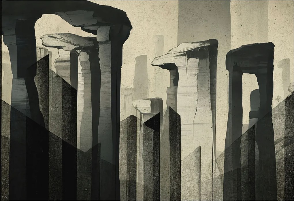 Flizelin tapéta Divatos 3D fali nyers építészet 152x104 ragasztóval