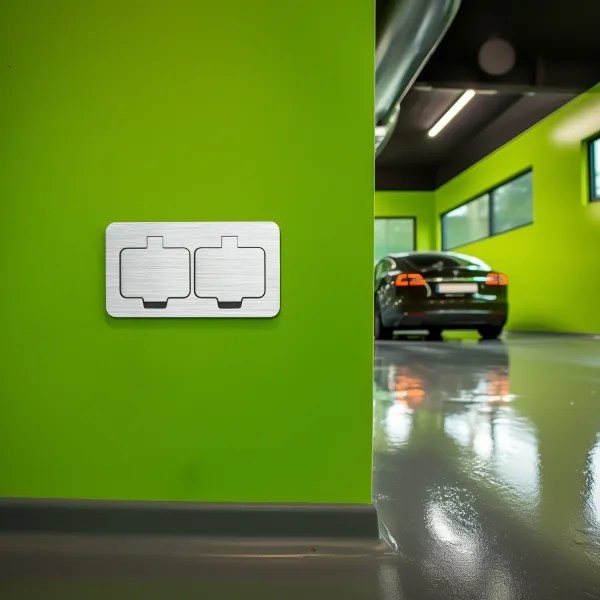 Brilagi - Kültéri beépített padló dupla aljzat IP55 matt króm négyszögletes