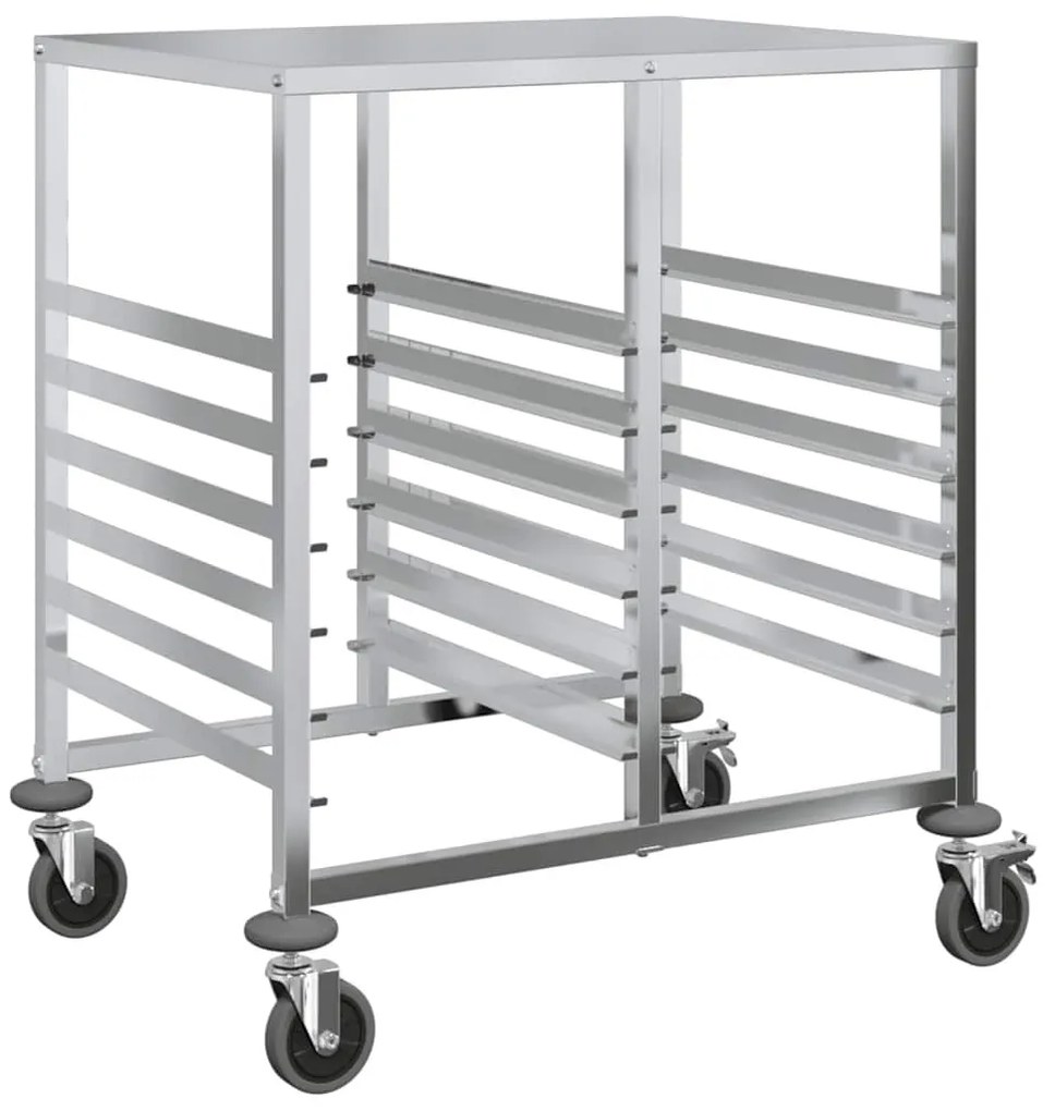 vidaXL rozsdamentes acélból tálcás kocsi 12 GN tárolóval 75x55x87 cm