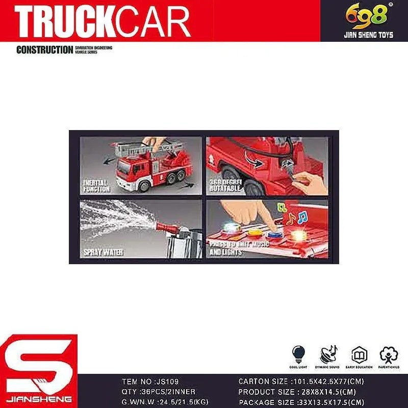 Rescue Spray Víz Spriccelős Tűzoltóautó Hang És Fény Tűzoltóautó Játék Teherautó 360 Fokban Forgatható Tűzoltó Autó Létrával Vizet Permetez