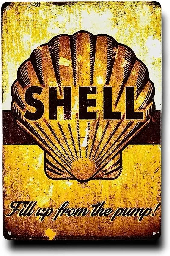 Tábla Fém Díszlemez Shell Retro Logó Klasszikus Jel A Falon