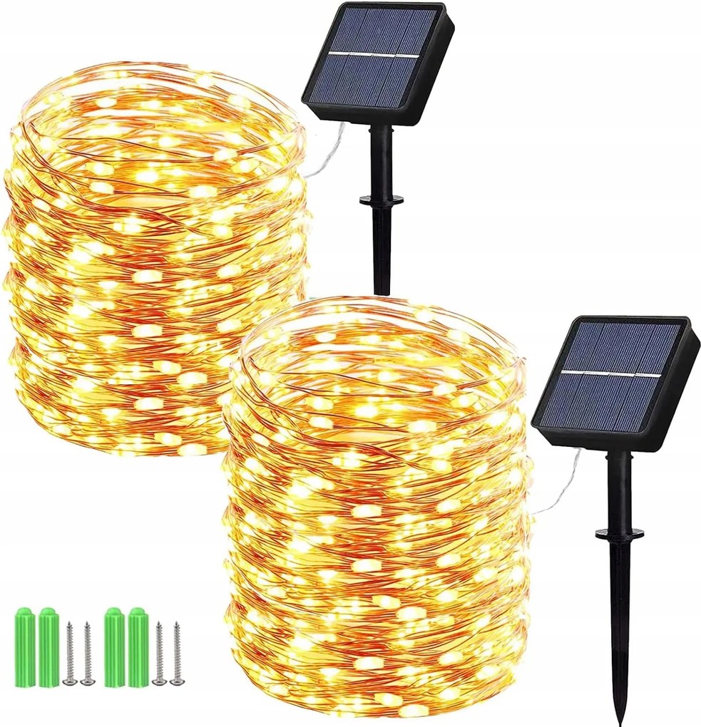 Geemoo Dekoratív fényfüzér, napelemes, 150 lámpa, 17 m, 2 db