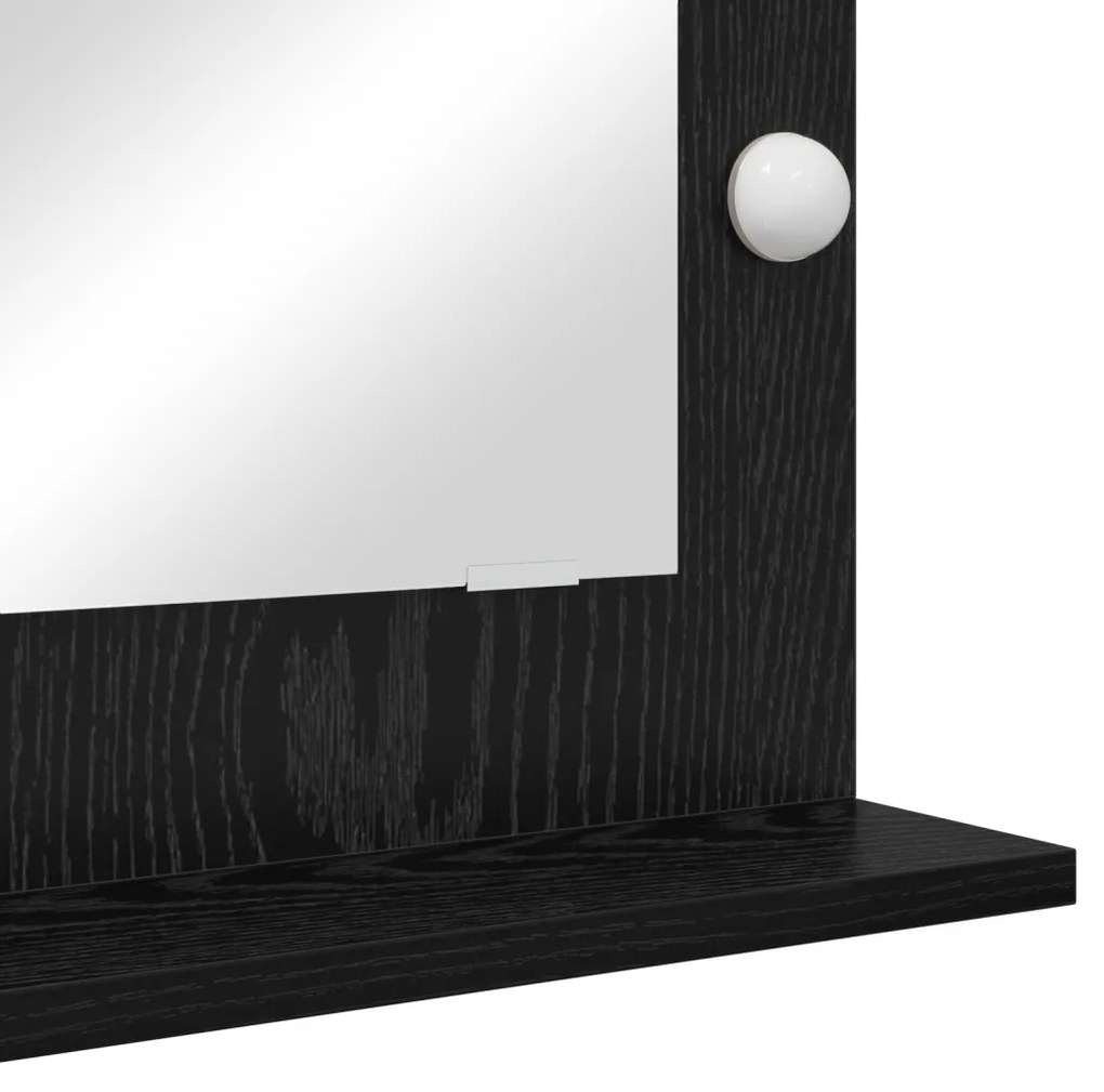 Toalett Tükör LED -es lámpákkal Fekete tölgy 70 x 50 x 18 cm