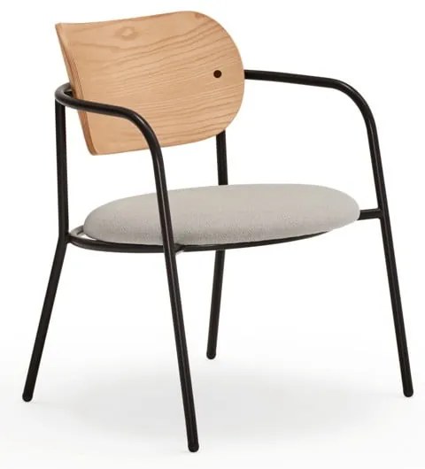 Szürke fotel tölgyfa dekorral Eclipse - Teulat