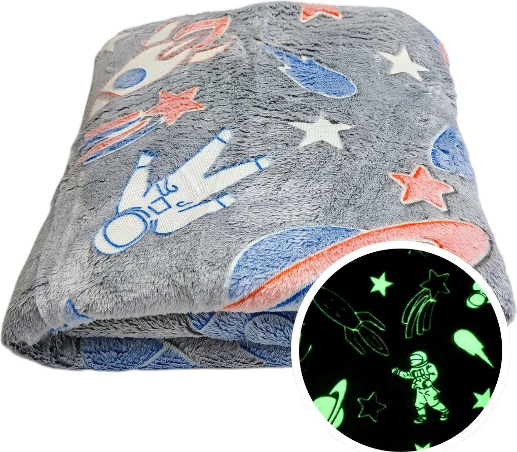 Puha takaró Világít a sötétben Kozmosz 150x200 cm Gyerek takaró