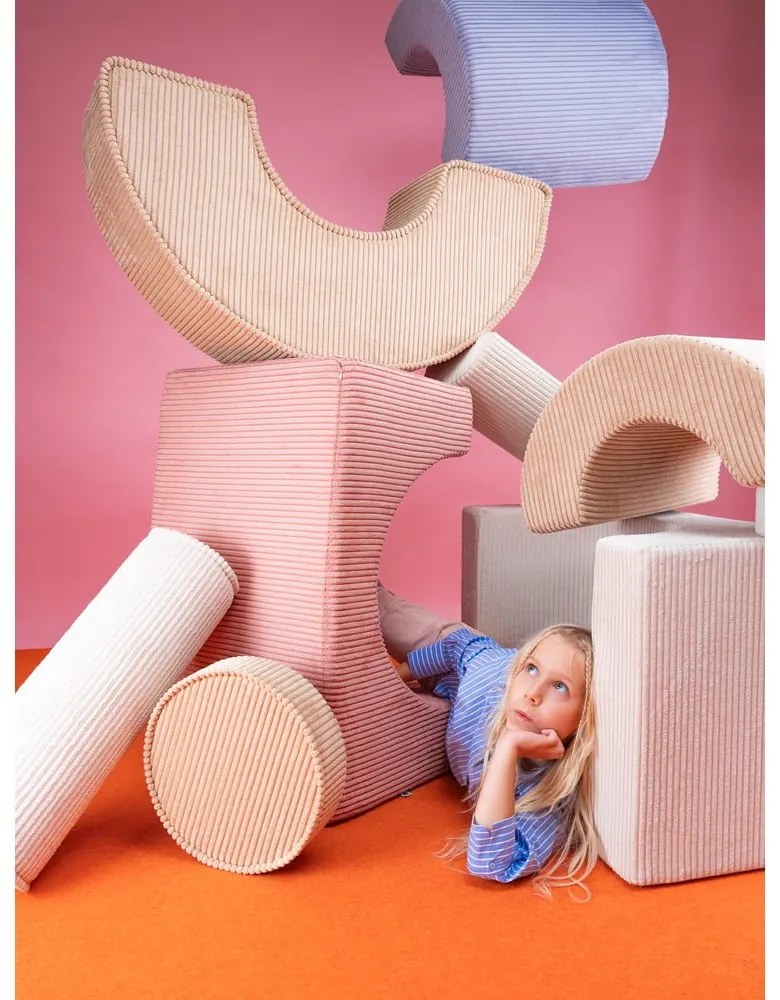 Rózsaszín kordbársony habszivacs játszótér 3 db-os magasság 37 cm 75x49 cm Rainbow Montessori – Wigiwama