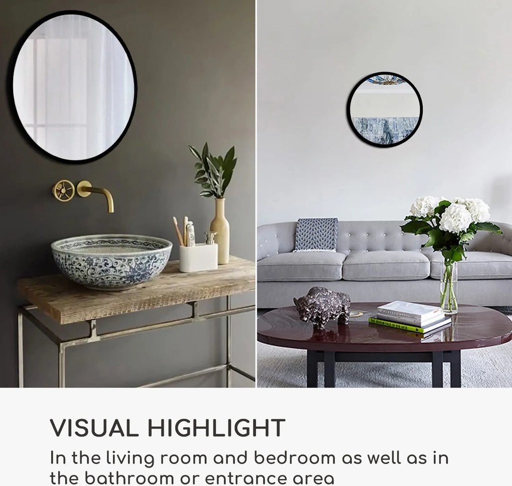 Casa Chic Fournier Fali tükör fém kerettel kerek 58.8 x 58.8 cm