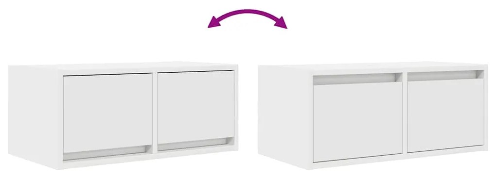 2 db fehér szerelt fa TV-szekrény 60x31x25,5 cm