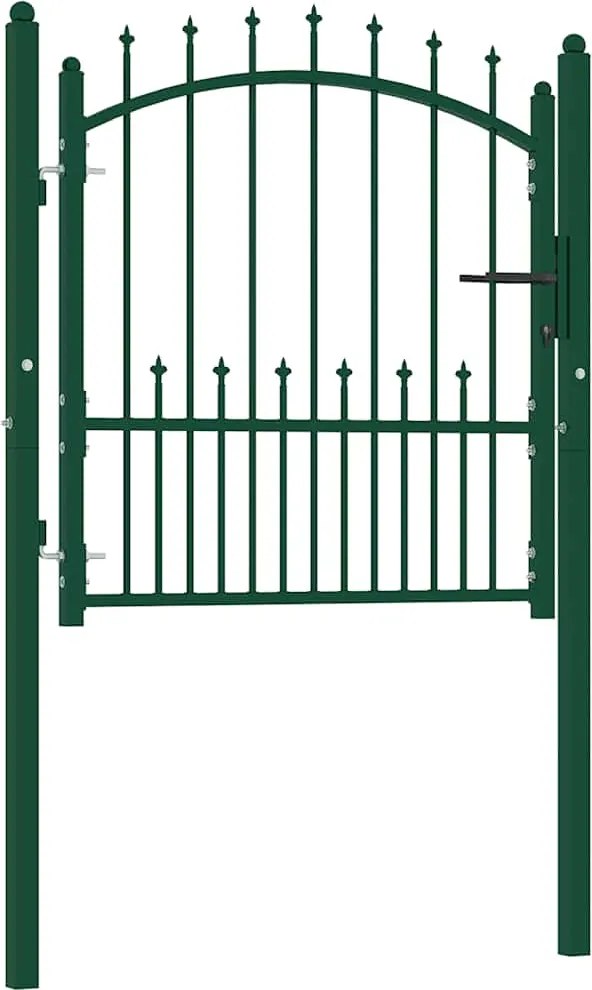 vidaXL zöld acél kerítéskapu cövekekkel 104 x 97 cm
