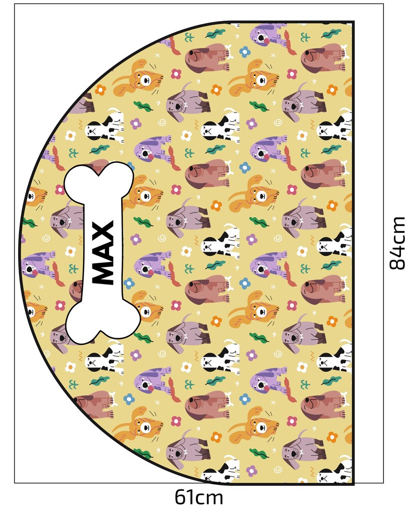 PIPPER. Védő textil falmatrica – Ív – Színes kutyák Méret: 83x60cm, Indíték: név nélkül