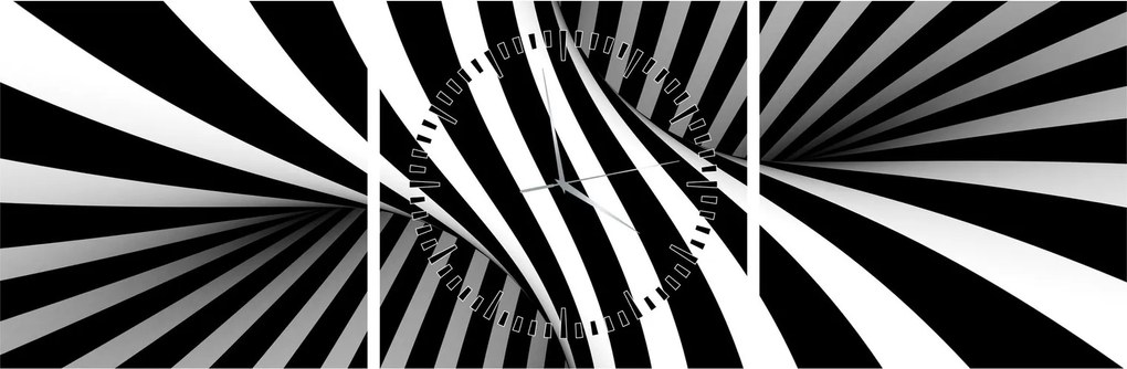 Absztrakt kép zebra csíkokkal (órával) (90x30 cm)
