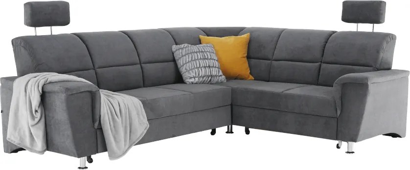 Kinyitható ülőgarnitúra, szürke szövet, jobbos, SANTIAGO