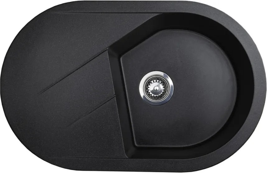 Vesta Plus Metalac 190595 Gránit Mosogatótálca - Extra mély, Csepegtetőtálcás, Szemcsés Fekete