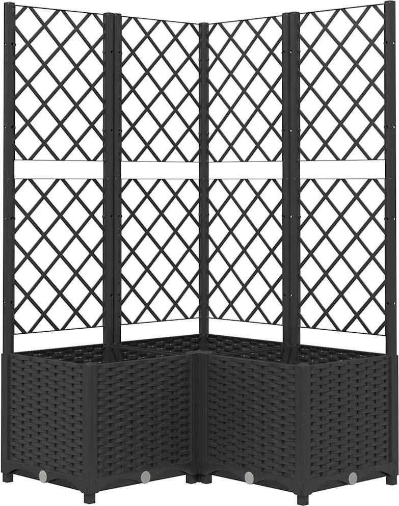 vidaXL fekete polipropilén rácsos kerti ültetőláda 80 x 80 x 136 cm