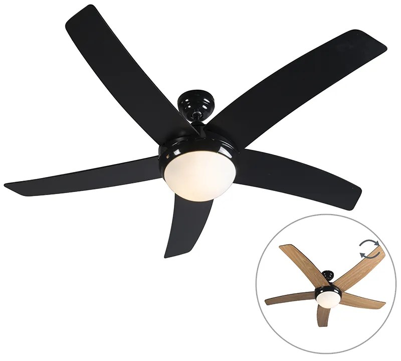 Mennyezeti ventilátor fekete fa mintával 132 cm távirányítóval - Cool