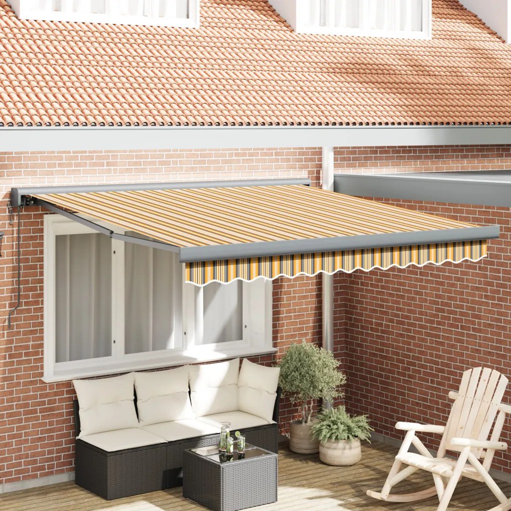 Automatikus Behúzható Napellenző Színes Csík 300x250 cm