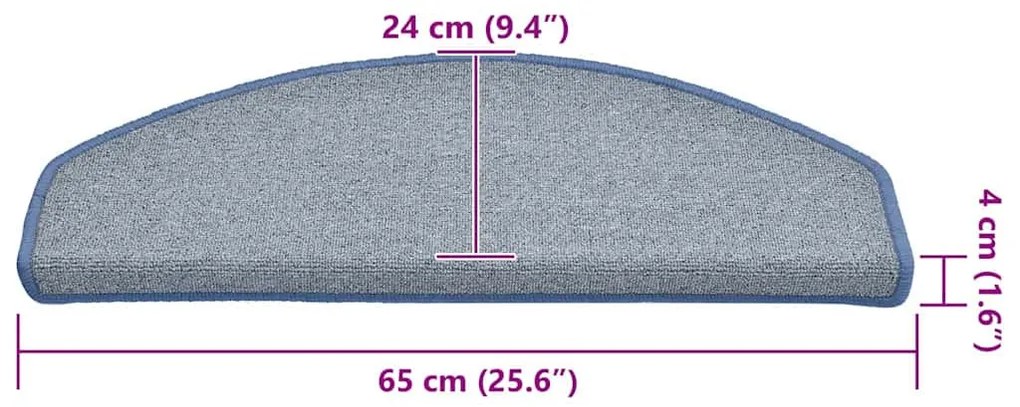 30 db világosszürke és kék lépcsőszőnyeg 65x24x4 cm