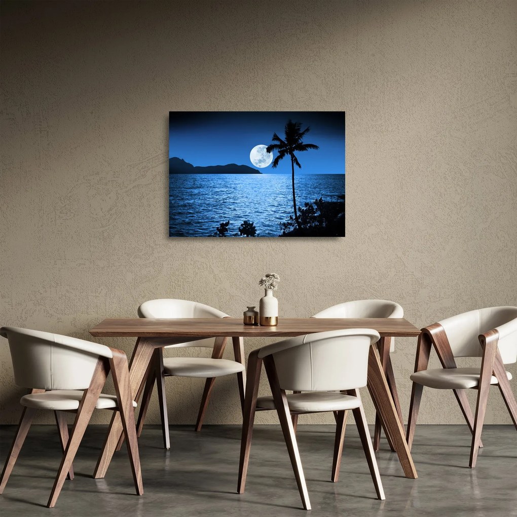 Kép - Hold a tenger felett (üvegen) (70x50 cm)