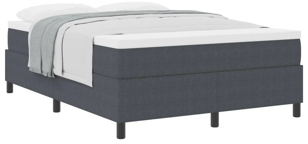 Boxspring ágy matraccal sötétszürke 160x200 cm kordbársony