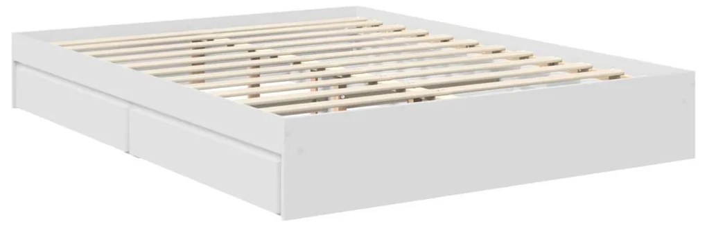 vidaXL Tárolós Ágy fejtámlával fiókkal Fehér 150 x 200 cm Faanyag