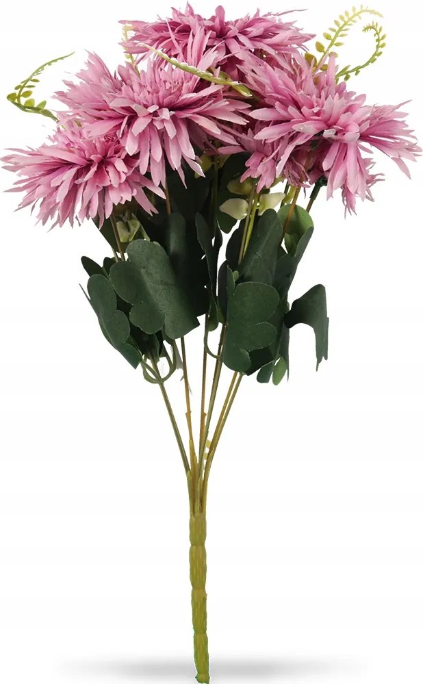 9 Őszirózsa Csokor Páfrányokkal 42CM Rózsaszín Színű művirág váza