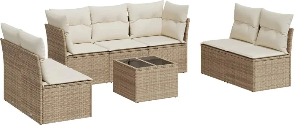 vidaXL 8 részes bézs polyrattan kerti ülőgarnitúra párnával