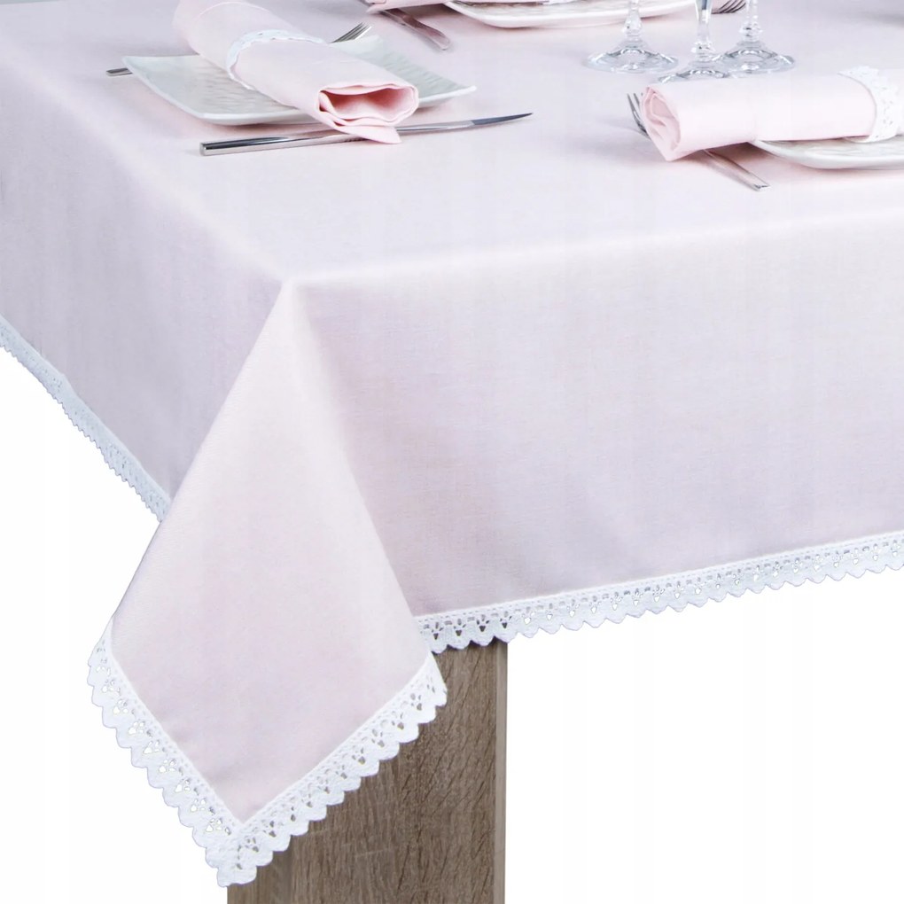 foltálló abrosz csipkével Malaga 200x140 rózsaszín