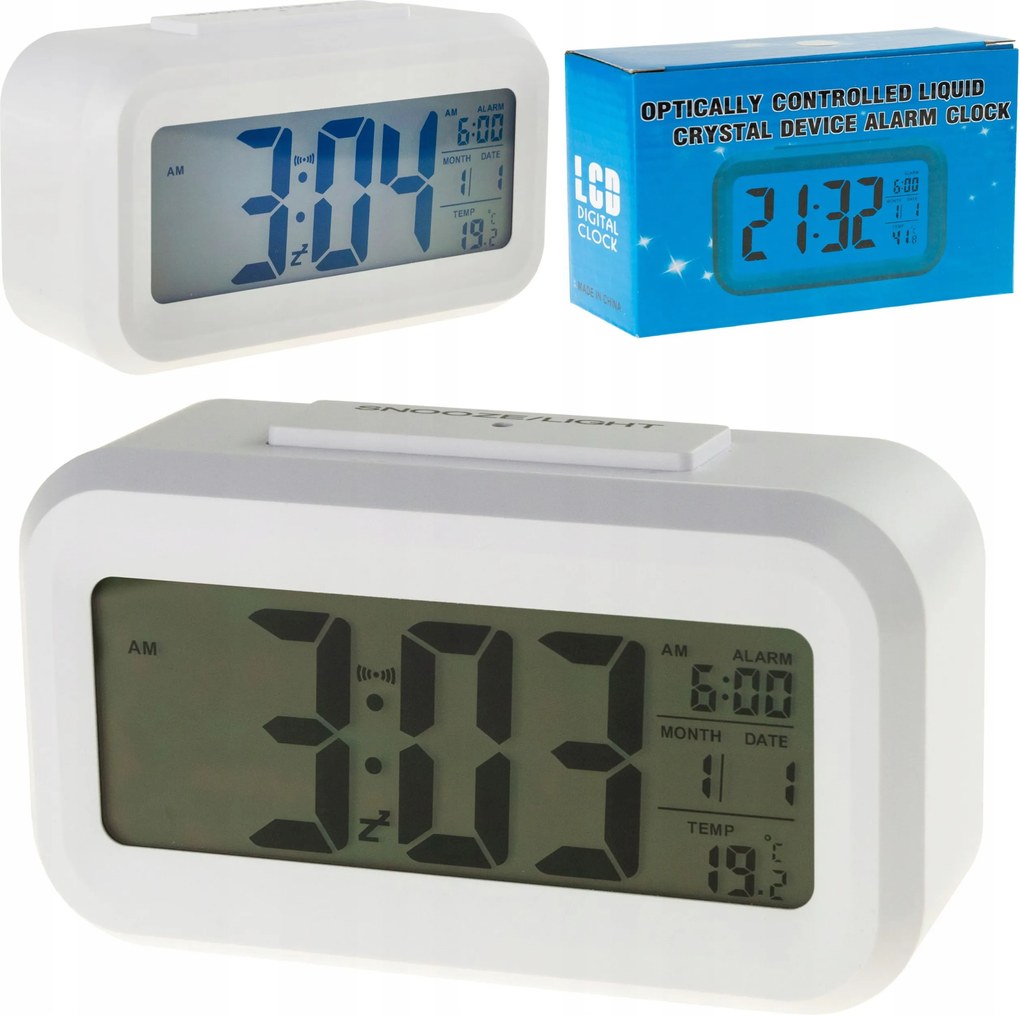 Ébresztőóra Digitális Óra Nagy LCD Hőmérő Asztali Naptár Szundi