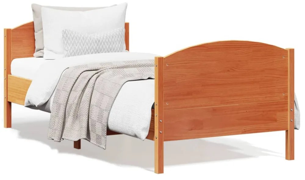 viaszbarna tömör fenyőfa ágy matrac nélkül 75 x 190 cm