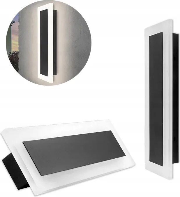 Fali Lámpa Homlokzati Led Építészeti Lámpatest 30CM 9W Fekete