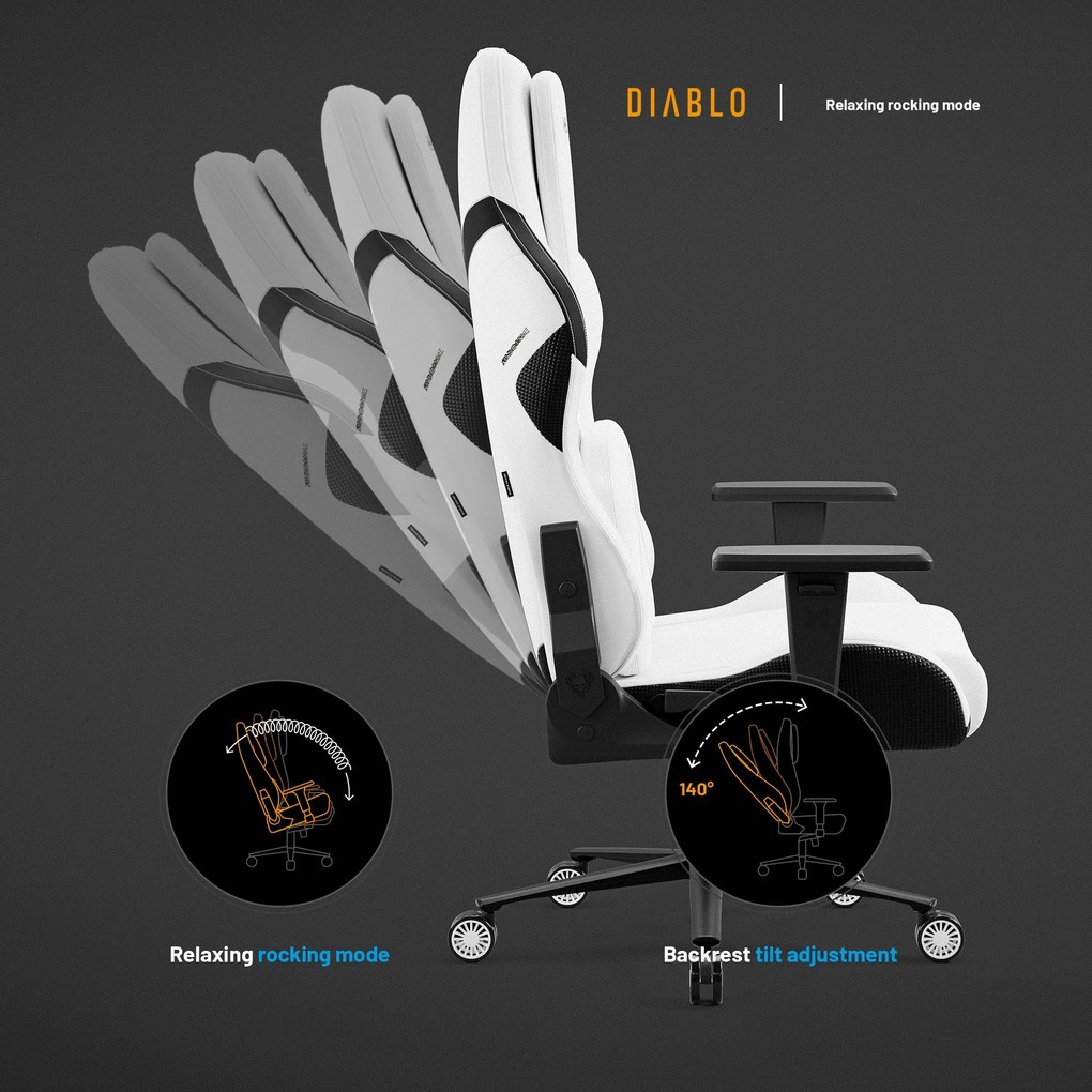 Gamer szék fehér Normal Size: Diablo X-One Prime Ghosted White