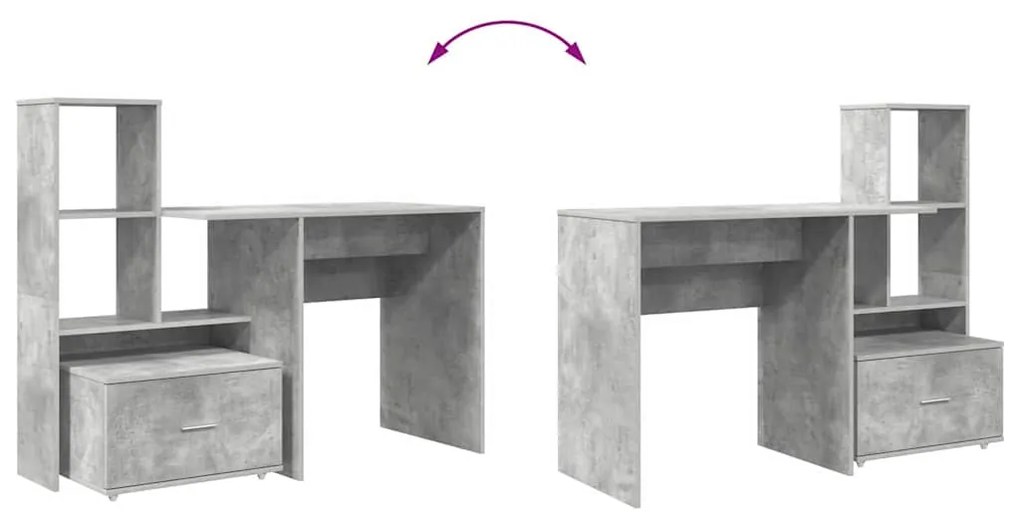 Asztal fiókkal Beton szürke 131.5 x 50 x 106.5 cm Faanyag
