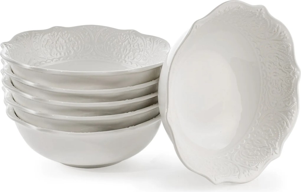 Saláta tálaló 20 cm 900 ml Tudor England Fehér Snack tál 6 db-os szett