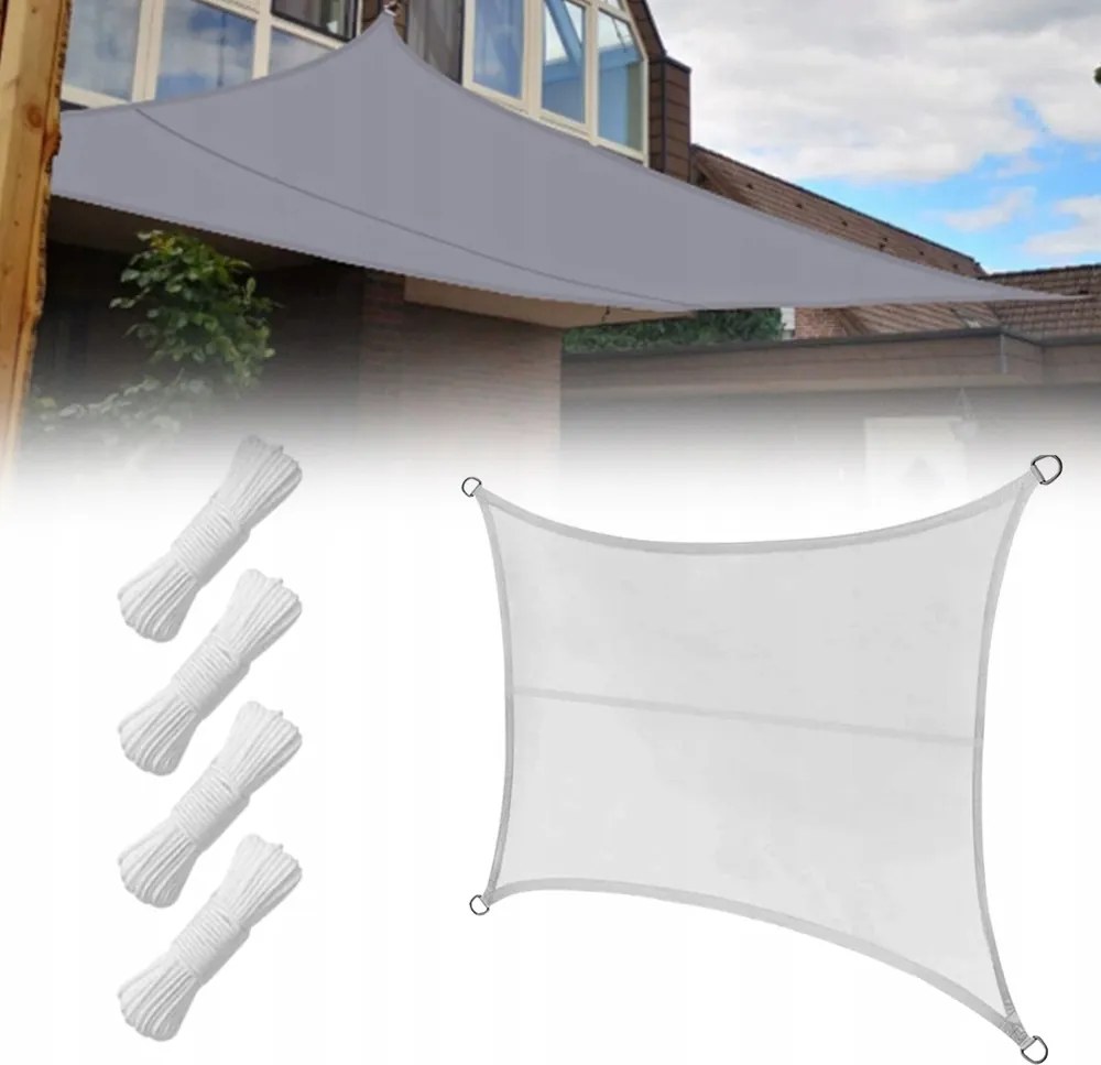 Napvitorla 5x4m Szürke Négyzet alakú Kerti Árnyékoló Teraszra