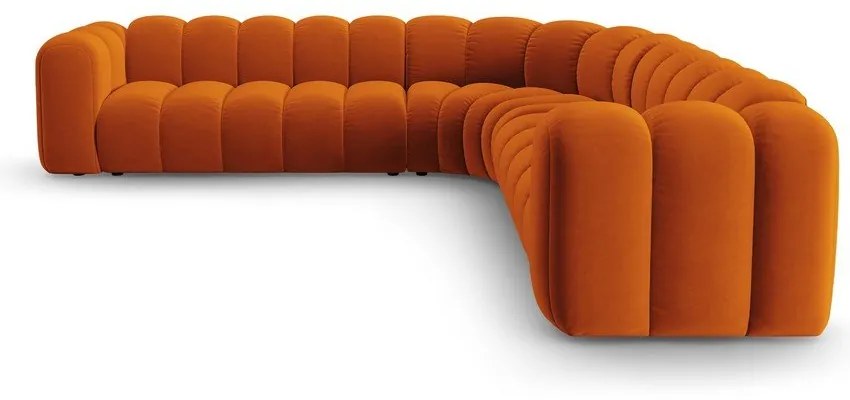 Téglavörös bársony moduláris sarokkanapé Lupine – Micadoni