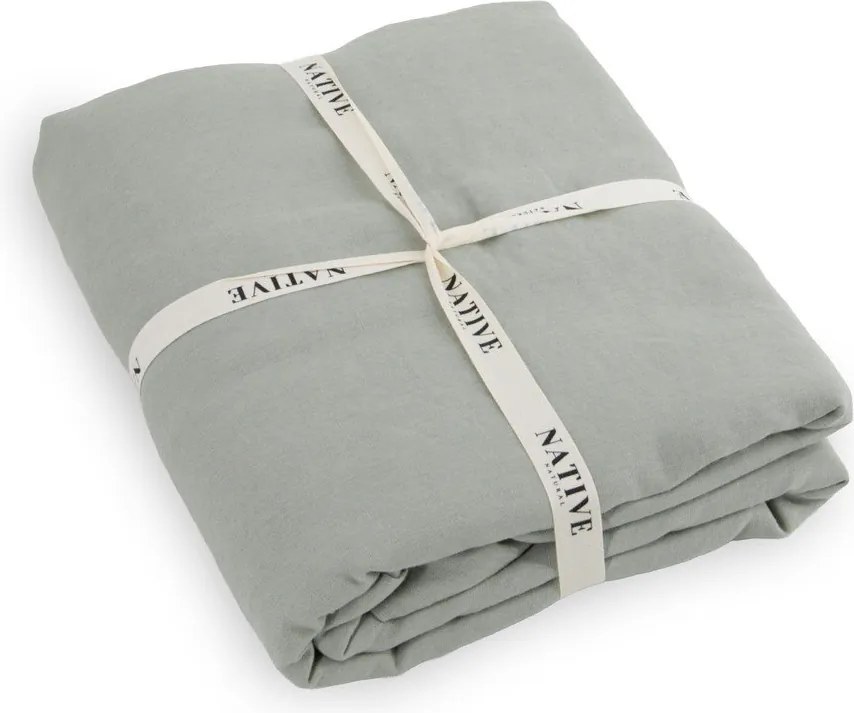 Szürkészöld kétszemélyes len ágyneműhuzat 200x200 cm Stone – Native Natural