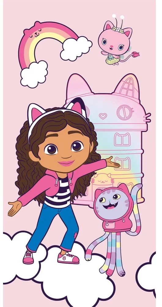 Rózsaszín pamut gyerek fürdőlepedő 70x140 cm Gabby´s Dollhouse – Jerry Fabrics