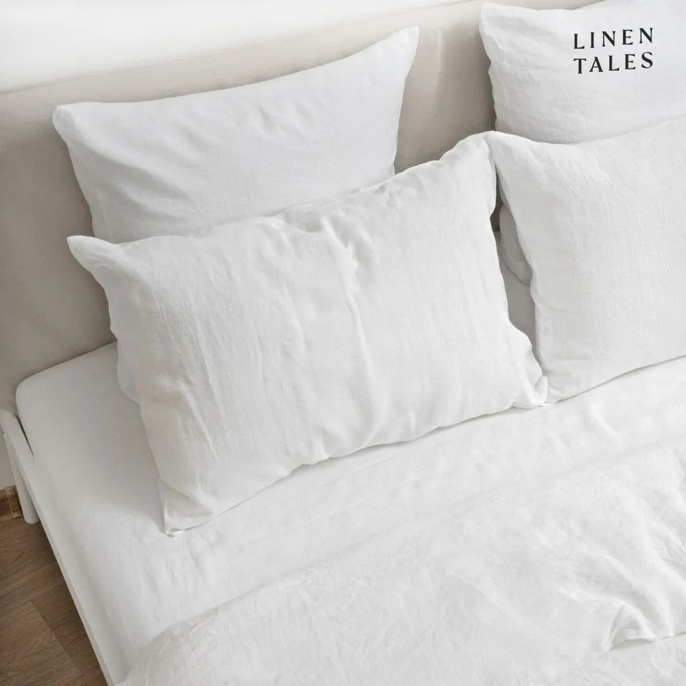 Fehér gumis len lepedő 140x200 cm White – Linen Tales