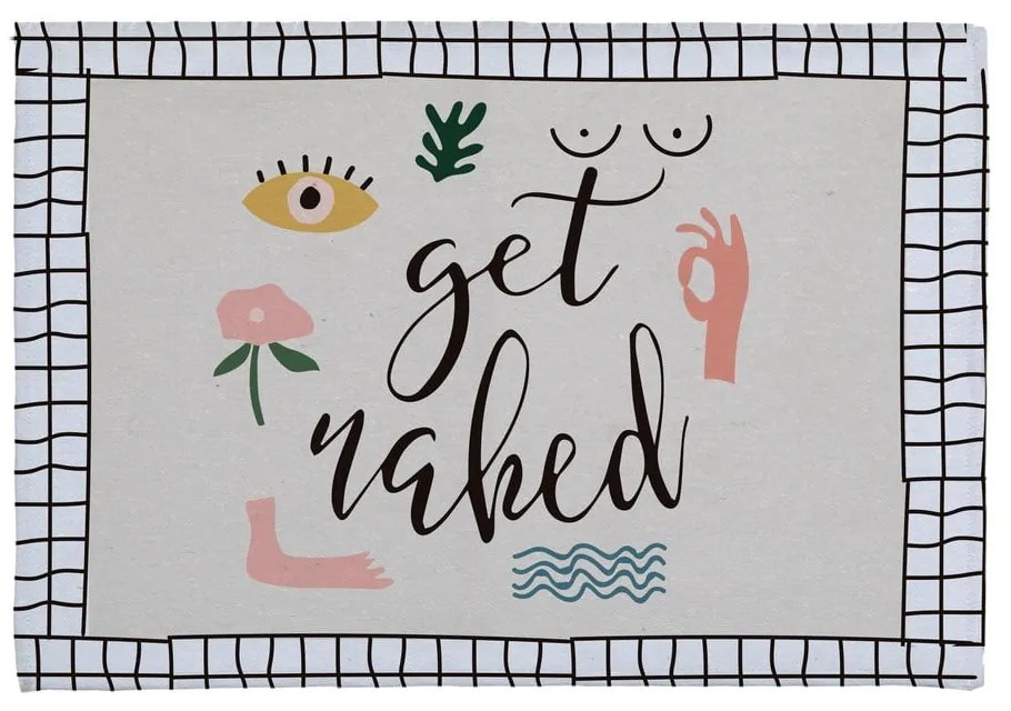 Get Naked fehér-fekete fürdőszobai kilépő, 60 x 40 cm - Little Nice Things