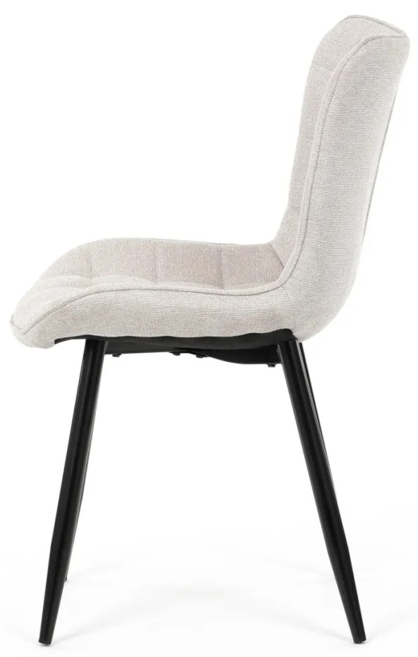 Scaun de sufragerie, material bej, picioare metalice negre