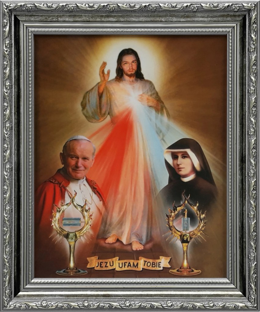 Vászonkép 31x26 Jézus Krisztus Jézus Bízom Benned Ezüst Díszített Keret