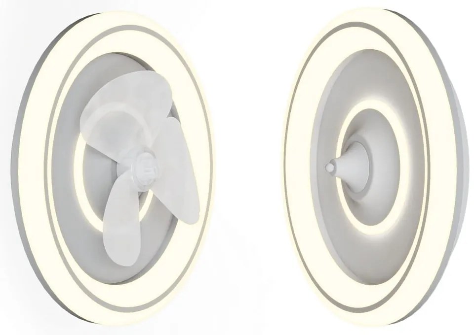 Fehér LED mennyezeti lámpa távirányítóval, ventilátorral Alan – SULION