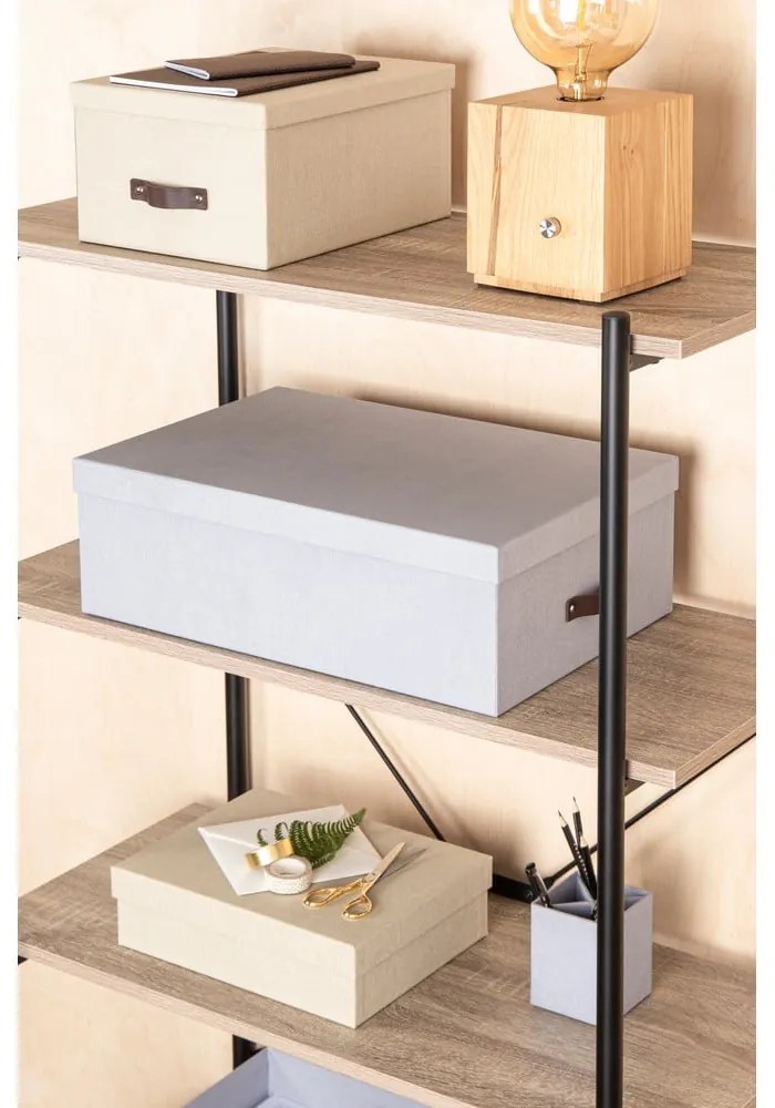 Világosszürke fedeles karton tárolódoboz szett 3 db-os 31x47x15 cm Inge – Bigso Box of Sweden