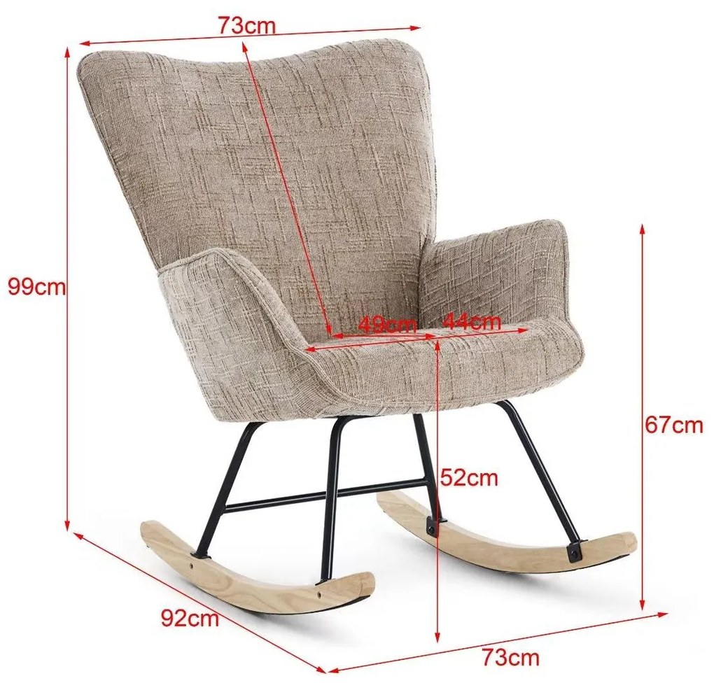 Hintaszék, relaxációs szék kordbársony kárpitozással, bézs-khaki színű