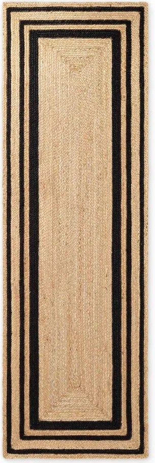 Fekete-natúr színű kétoldalas-kézi szövésű juta futószőnyeg 70x200 cm Jutta – Hanse Home