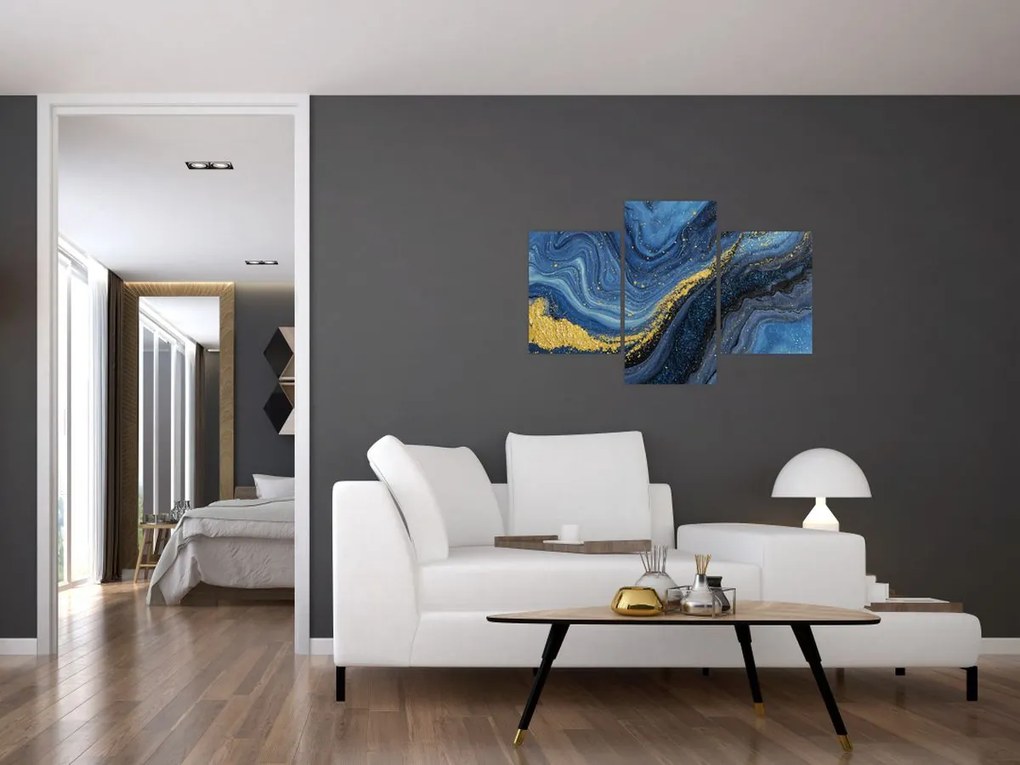 Kép - Kék-arany absztrakció (90x60 cm)
