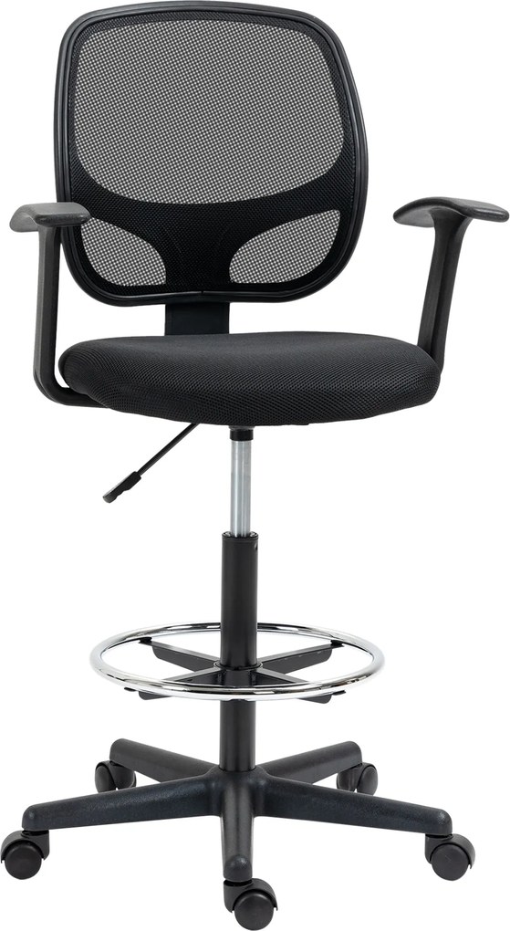 Vinsetto Magasságban Állítható Irodai Szék Kartámaszokkal, Forgó Kerekekkel és Habpárnázott Ülőrésszel, 60x56x110-132 cm, Fekete | Aosom