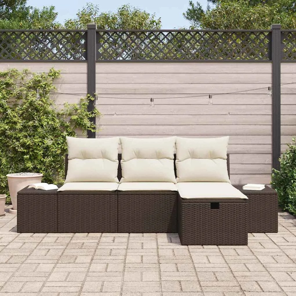Kerti Kanapé Szett 4 pcs Barna 55 x 62 x 69 cm Poli rattan