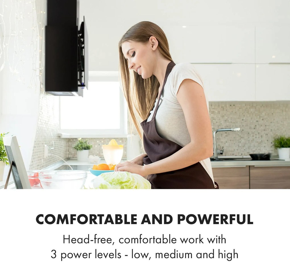 Klarstein Amelia, páraelszívó, 123 W, 60 x 47 x 23,5 cm, LED, érintő forgóvezérlő, fekete